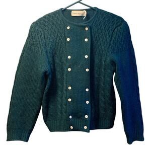 Vintage Robert Scott LTD. green cable knit wool cardigan size medium